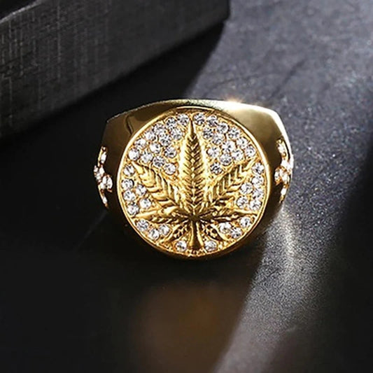 Gold Cubic Zirconia Leaf Ring
